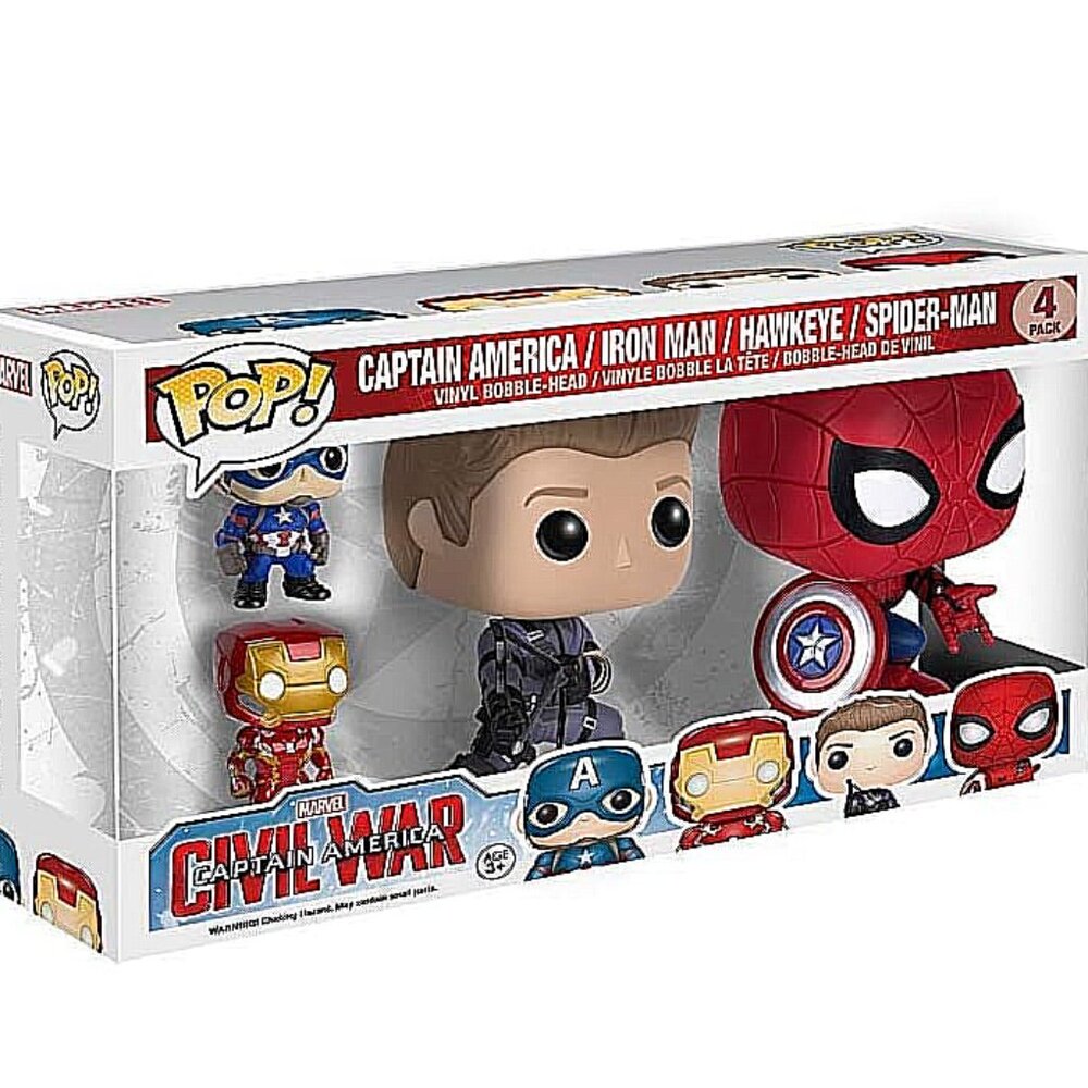 Funko Pop! - Marvel - Captain America/Iron Man/Hawkeye/Spider-Man 4 Pack